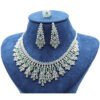 Evergreen CZ Stone Silver Wedding Necklace Set For Women