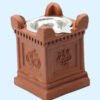 Terracotta Diyas, Silver Tulsi Lamp For Pooja, Terracotta Silver Tulsi Lamp Gifting, Unique Gift Item