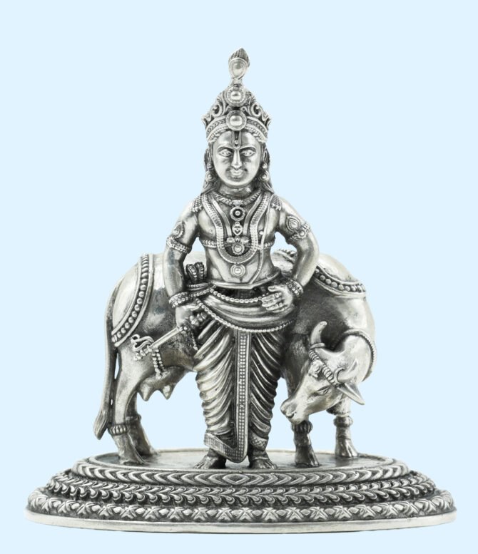 Lord Krishna Silver Idol, Silver Krishna Murti, Krishna in Silver, Krishna Silver Statue