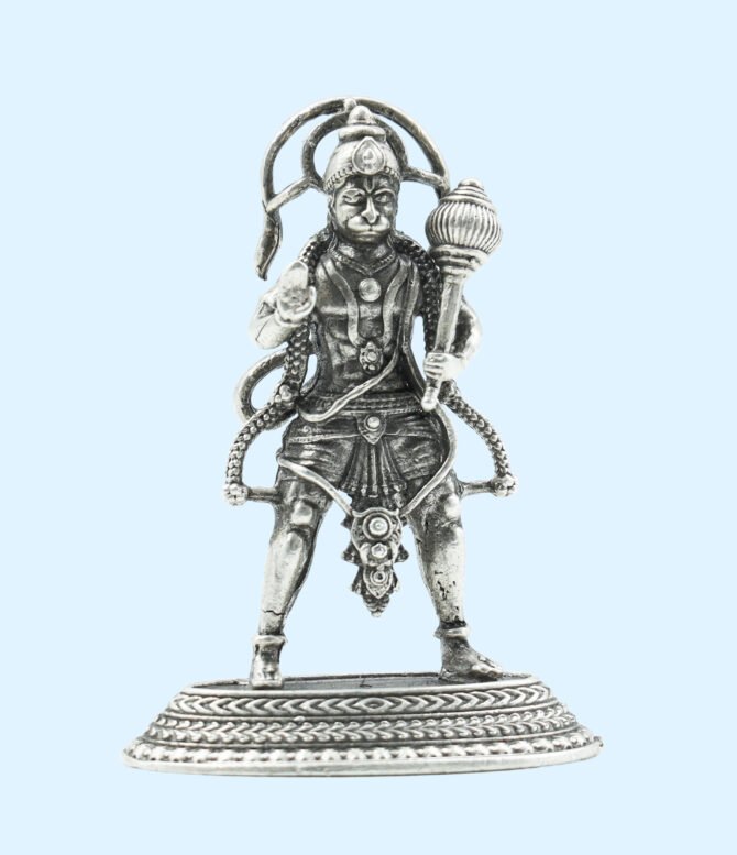 Silver Hanuman Idol, Hanuman Silver Murti, Silver Hanuman Ji Murti, Pure Silver Hanuman Statue