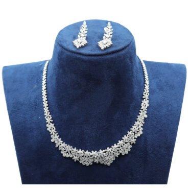 Party Wear Classy Princess Silver Necklace with Earring