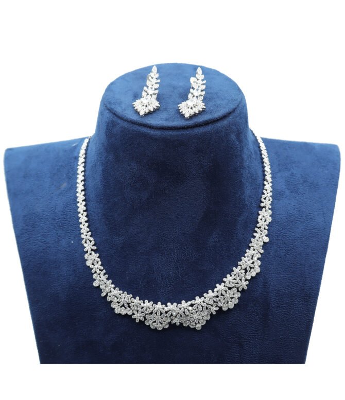 Party Wear Classy Princess Silver Necklace with Earring