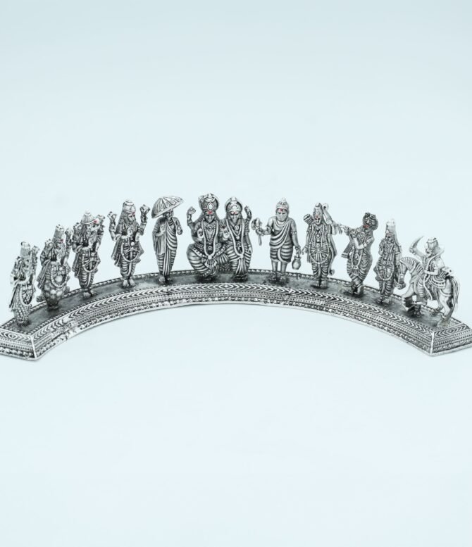 Pure Antique Silver Vishnu Dashavatar Idols Set, Silver Vishnu Avatar Idols, Silver Vishnu Idols