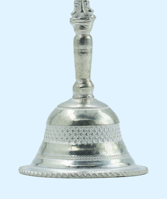 Pure Silver Bell With Hanuman For Pooja