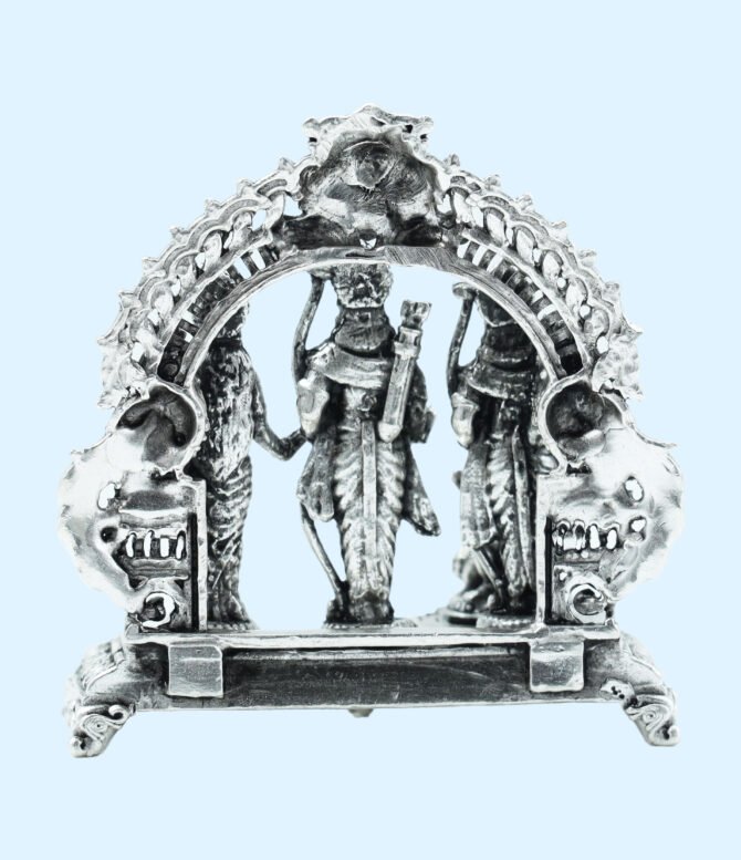 Antique Ram Darbar Murti in Silver, Silver Ram Sita Statue