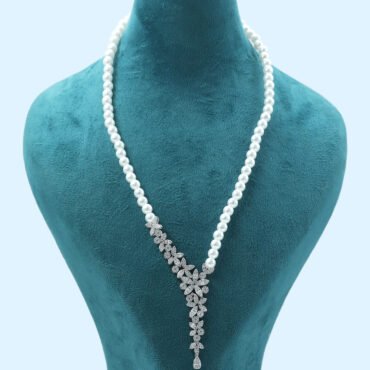 Silver Pearl Necklace, Unique Necklace For Occasions, Trendy Collection, Women's Silver Necklace