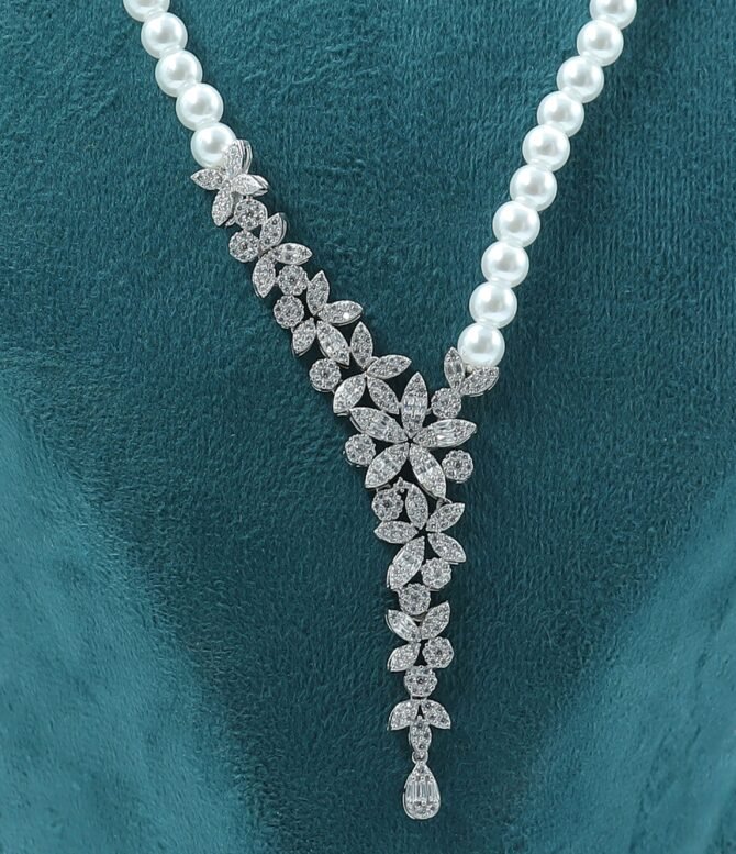 Silver Pearl Necklace, Unique Necklace For Wedding
