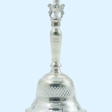 Silver Bell Featuring Shanku For Pooja, Silver Bell With Design, Silver Crafts