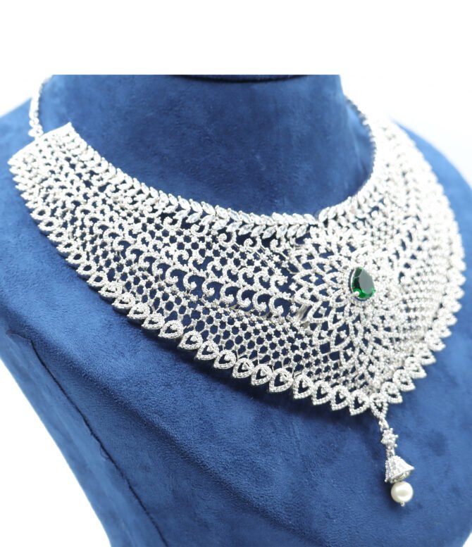 Silver Necklace Collection with CZ Emerald Stone