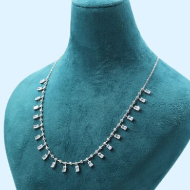 Silver Necklace with White Stones