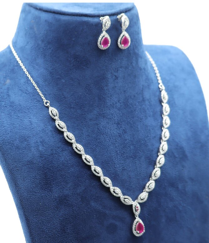 Silver and Pink Jewellery Set