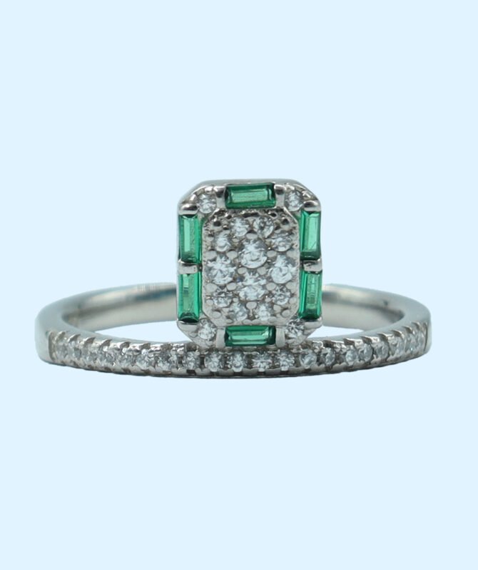 art deco ring, Green Art Deco Silver Ring, Women art deco ring, Silver Art Deco Ring