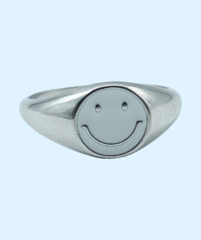 Emoji Ring, Smiley Face Ring, Sterling Silver Happy Ring, Good Luck Ring