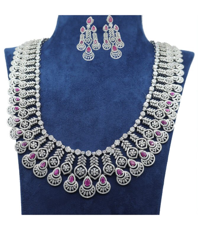 Grand Pink CZ Stones Necklace