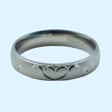Heart Engraved Silver Band Ring