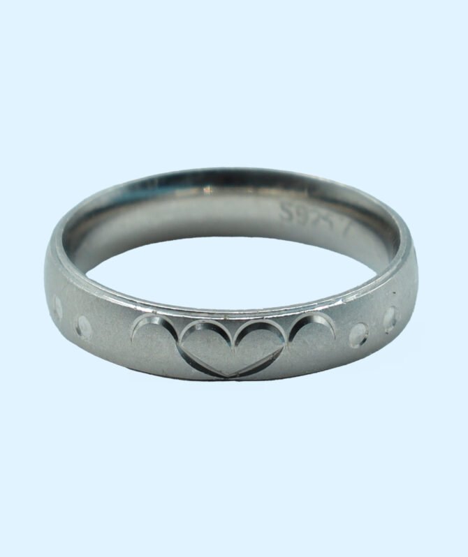 Heart Engraved Silver Band Ring