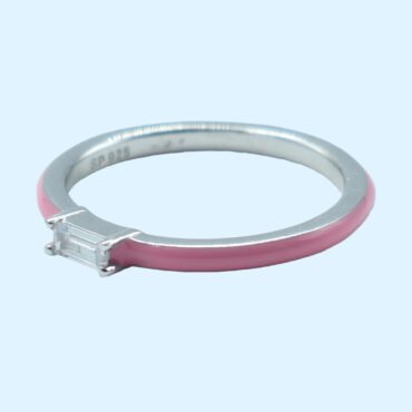 Pink Enamel Silver Ring, Pink Ring Silver, Sterling Silver Ring Pink