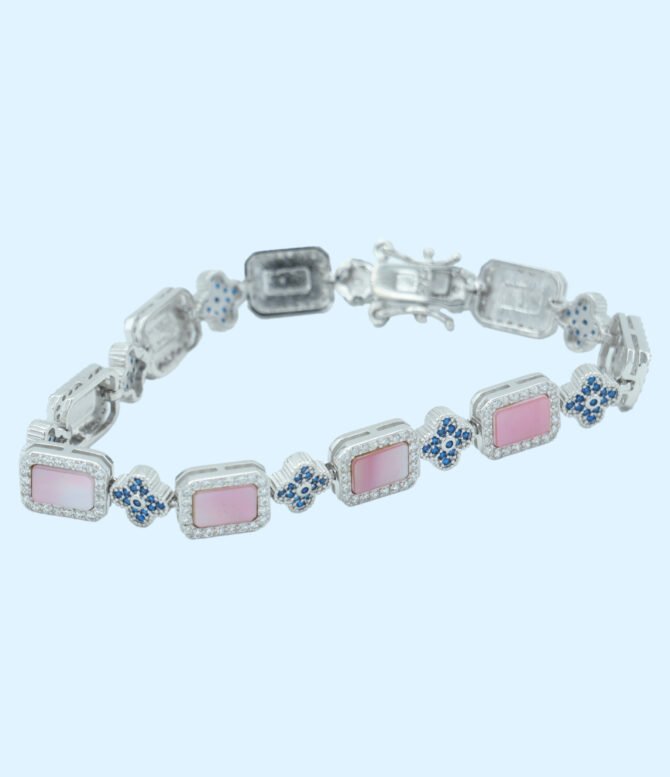 Pink Silver Bracelets for Her, Pink Silver Bracelets, Pure Silver Silver Bracelet for Women