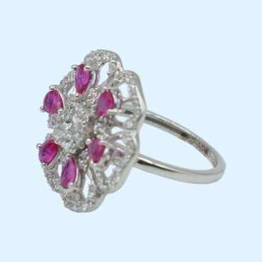 Ruby Silver Ring, Silver and Ruby Ring, Silver Ring with Ruby Stone