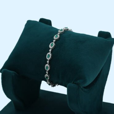 Silver Bracelet With Green Stone