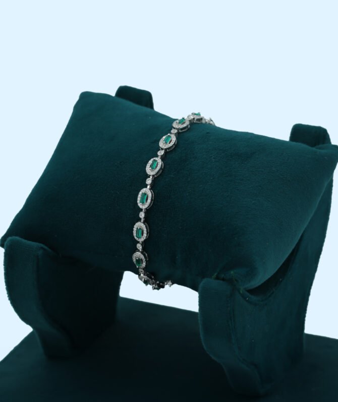 Silver Bracelet With Green Stone
