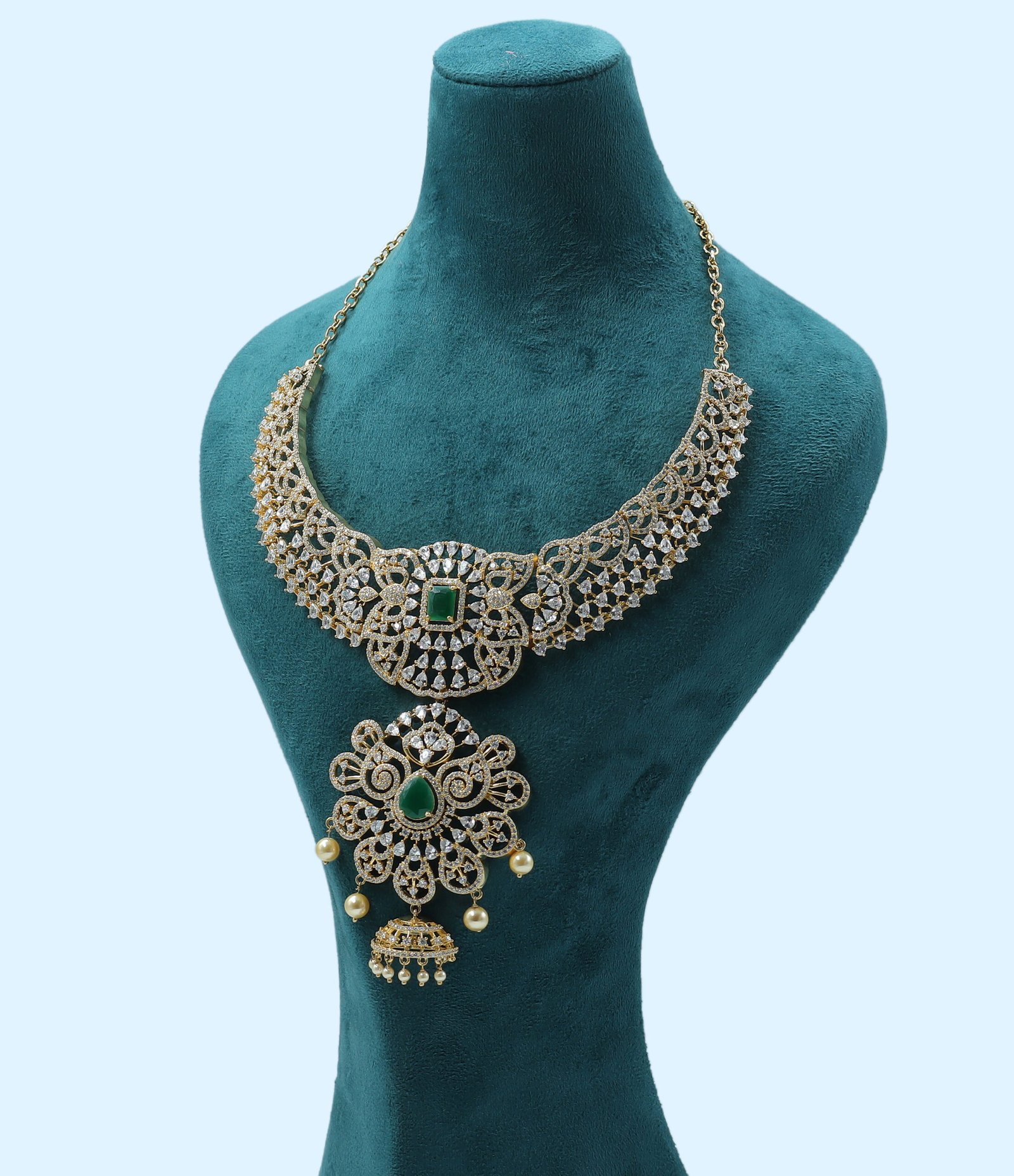 South Indian Style Silver Necklace - Dharmik Jewels