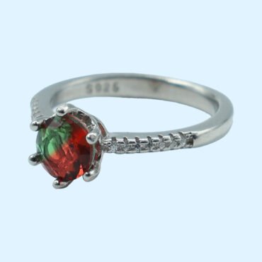 Sterling Silver Watermelon Tourmaline Ring