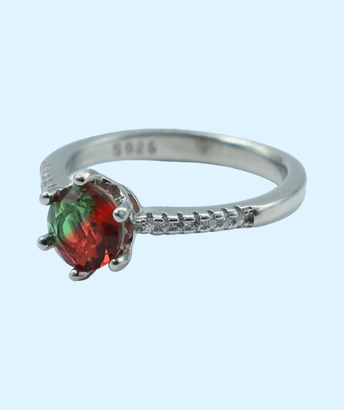 Sterling Silver Watermelon Tourmaline Ring