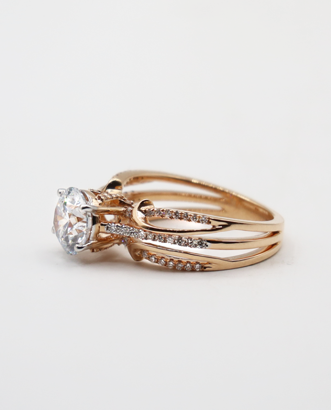 Criss cross band engagement ring