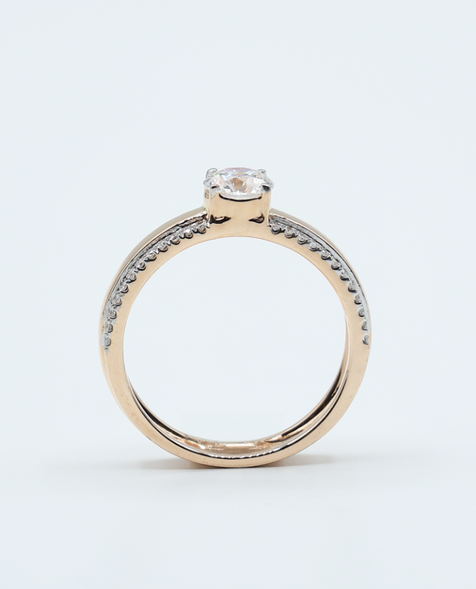 Double band solitaire engagement ring