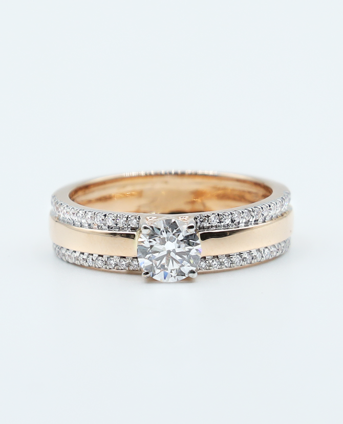Double band solitaire ring