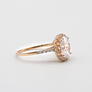 Oval engagement Ring with Halo Gold