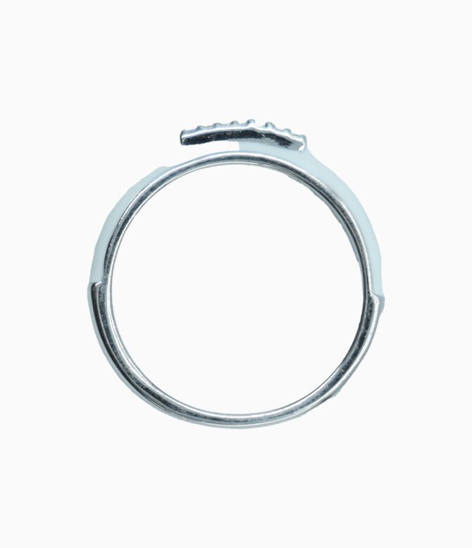 Women white enamel silver ring