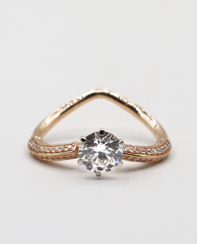 crescent solitaire rings