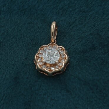 diamond cluster floral pendant