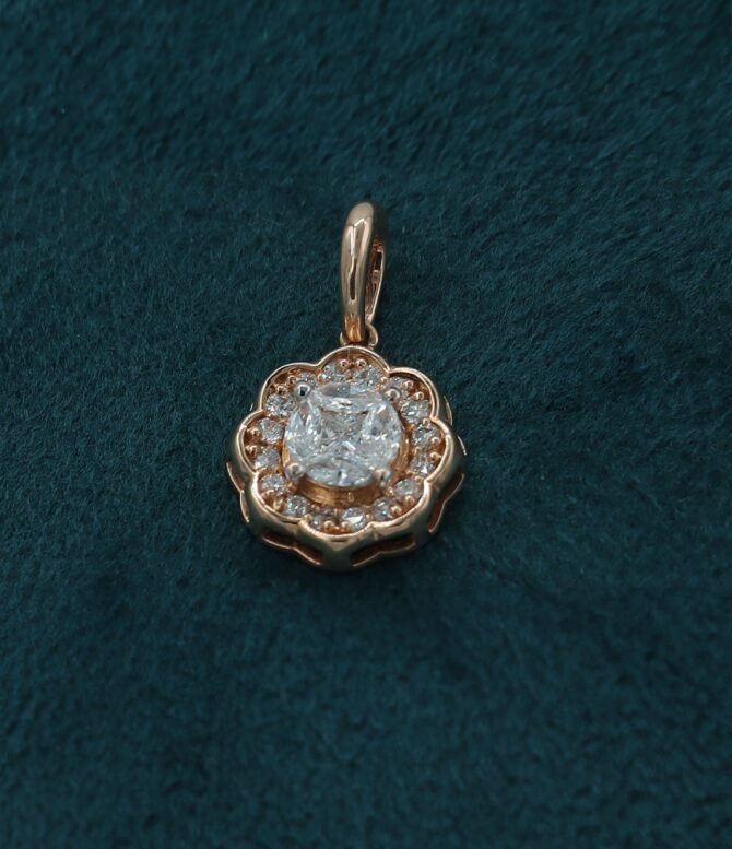 diamond cluster floral pendant