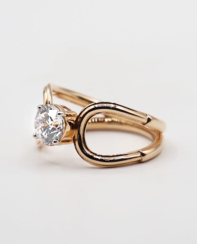 round diamond split shank engagement ring