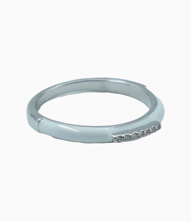 silver and enamel rings