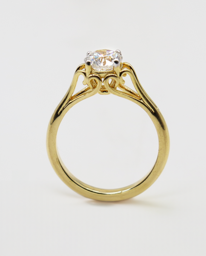 split band solitaire engagement ring