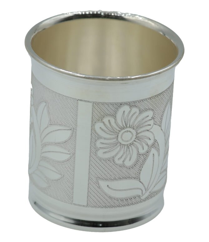 Floral Design Pure Silver Glass