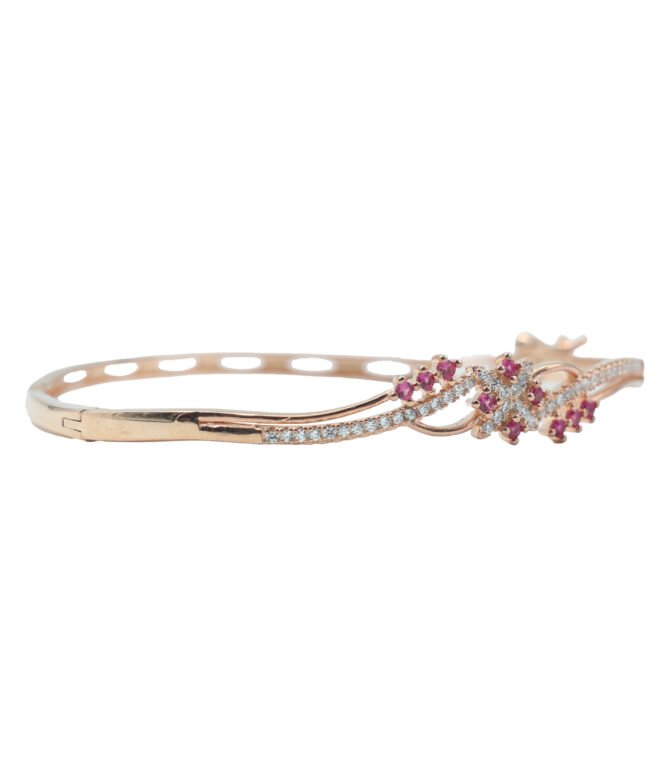 Floral rose gold silver kada for women