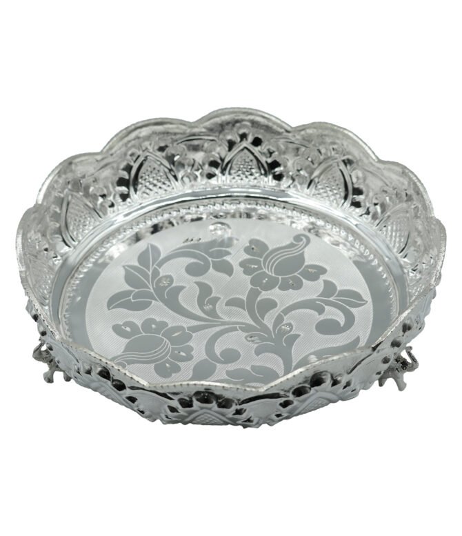 Silver Floral Design Plate