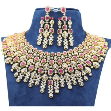 Silver Ruby Cz Choker Necklace