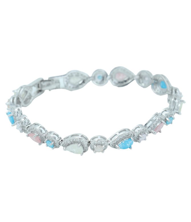 Women multi color opal and tanzanite silver bracelet