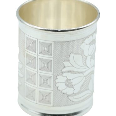 silver floral design glass