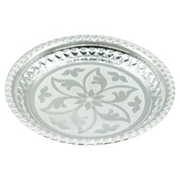 silver floral design plate