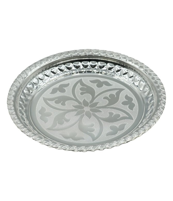 silver floral plates